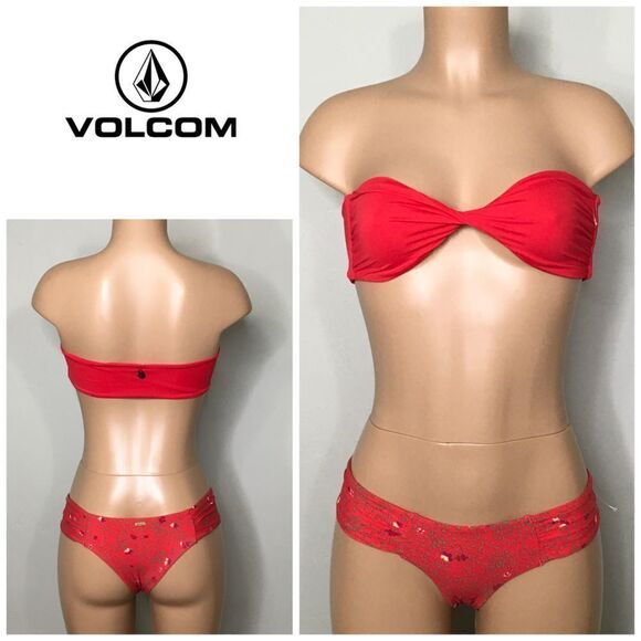New. Volcom red teeny bikini. - Picture 1 of 8